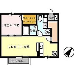 メルメゾン 201 2階1LDKの間取り