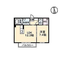 ベルアネスA 1LDKの間取図画像
