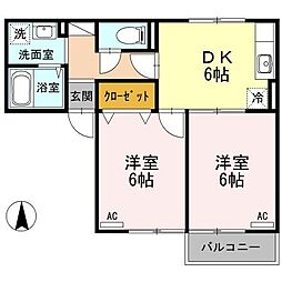 サンシャイン.N 2DKの間取図画像