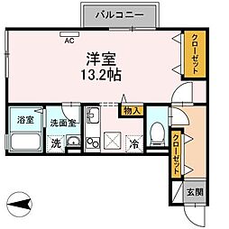 エクセレントワンB ワンルームの間取図画像