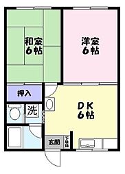 サンハイツ 2DKの間取図画像