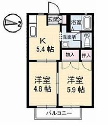 サンフレグランスB 2Kの間取図画像