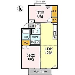 セジュールエムB 2LDKの間取図画像