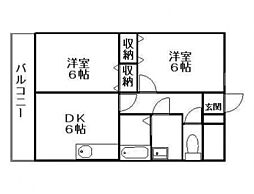 スカイマンションE 2DKの間取図画像
