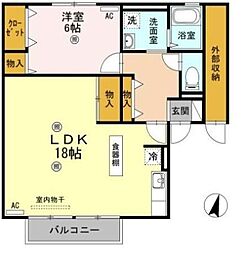 ユーステージC 1LDKの間取図画像