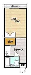 ピアメゾン 1Kの間取図画像