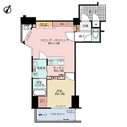 アルカーデン本郷台WING 1LDKの間取図画像