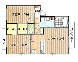 グリーンコート上牧 2LDKの間取図画像