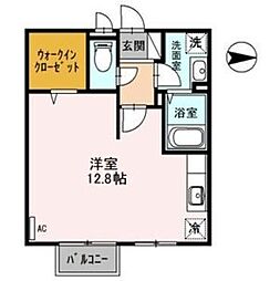 マレット・フィールドB 1Kの間取図画像