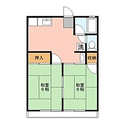 ジョーヒルハイツ2号館 2DKの間取図画像