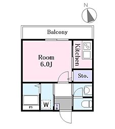 J-Maison東村山 3階1Kの間取り