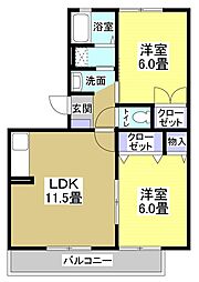 メゾン桂花 1階2LDKの間取り