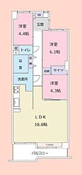 東急ドエルアルス西千葉 3LDKの間取図画像