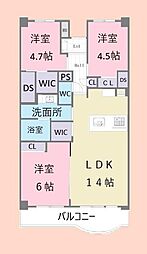 稲毛サンハイツ 3LDKの間取図画像