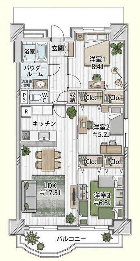 3LDK 間取り