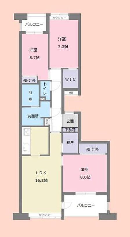 各居室がしっかりと確保され使い分けがしやすい間取りです。ウォークインクローゼットや納戸があり収納スペースも豊富です。リビングダイニングは開放感があり快適な空間です。