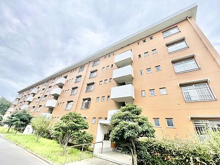 落ち着いた色合いの外観が特徴的です。バルコニーも複数あり開放感のあるデザインです。緑豊かな植栽が建物を引き立てています。エントランスも広々として利用しやすい印象です。採光性にも配慮された外観です。