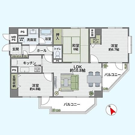 3LDK 間取り