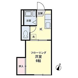 アスナロハイツ 1Kの間取図画像