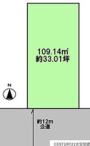 区画図：■敷地面積約33坪■接道：南側12メートル公道