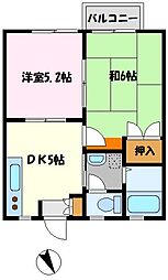 Y.K北小金 2DKの間取図画像