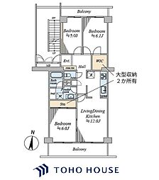 ヴィルヌーブ南越谷B棟 3LDKの間取図画像