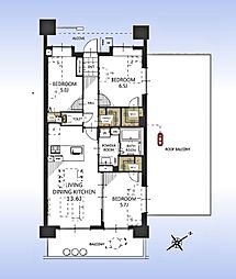 デュオコート南浦和彩の杜 3LDKの間取図画像