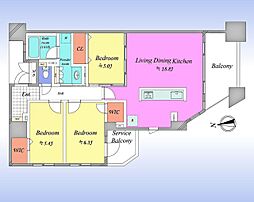 レーベンハイム西新井クランポート 3LDKの間取図画像
