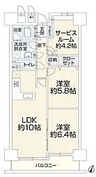 パルムハウス松原 2SLDKの間取図画像