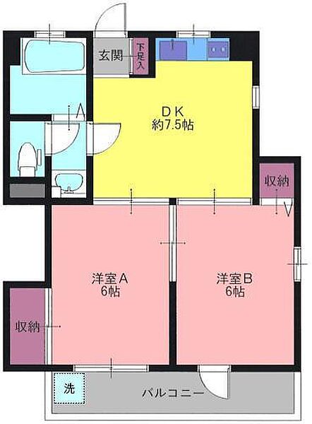 第一ルナマンション ｜東京都板橋区大山町(賃貸マンション2DK・4階・42.25㎡)の写真 その2