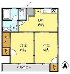 サンパレスヨシダ 2DKの間取図画像