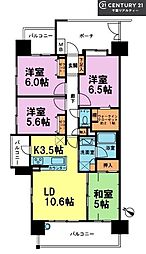 デュオヒルズ津田沼前原 4LDKの間取図画像