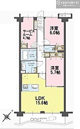 エクセル八千代緑が丘 2SLDKの間取図画像