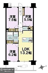 クレストシティタワーズ浦安ブライトウィング 3LDKの間取図画像