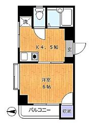 春竹フラッツ 1Kの間取図画像