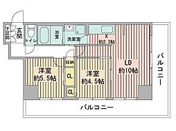 レジディア南一条 2LDKの間取図画像
