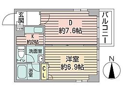 COMFORIA北三条 1DKの間取図画像
