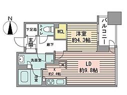プライムメゾン南2条 1LDKの間取図画像