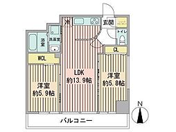 スペチアーレ伏見ウェスト 2LDKの間取図画像