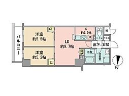 ビッグパレス南6条 2LDKの間取図画像