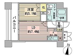 ラフィネタワー札幌南3条 1DKの間取図画像