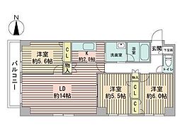 COMFORIA北三条 3LDKの間取図画像