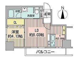 レシディア大通り西 1LDKの間取図画像
