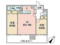 エッジウォーターテラス 2LDKの間取図画像