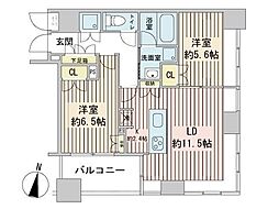 ラフィネタワー札幌南3条 2LDKの間取図画像
