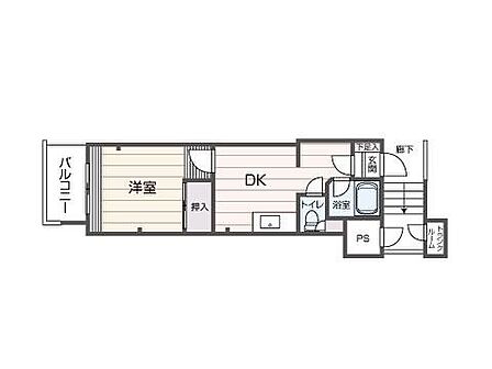 1DK 専有面積28.83平米 バルコニー3.49平米