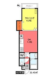 g・カレント 1DKの間取図画像