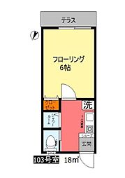 ウイステリアハイツ 1Kの間取図画像