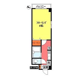 トレス石川台 1Kの間取図画像