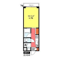 ボーテリジエール東雪谷 1Kの間取図画像